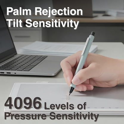 PL2 EMR Stylus Pen for Supernote, Remarkable 2, Quaderno - 4096 Pressure Sensitivity, Palm Rejection, Digital Eraser, Press-to-Extend Nib & Non-Removable Clip (5 Nib Caps Included)