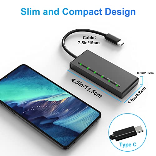 USB C Multi Card Reader, SD/TF/CF/XD/MS Type-C 5Gps High Speed 7-in-1 XD Picture Card Reader for SDXC SDHC TF Micro SD CF MS MMC Card, Sony Memory Stick Pro Duo Adapter Read 5 Cards Simultaneously