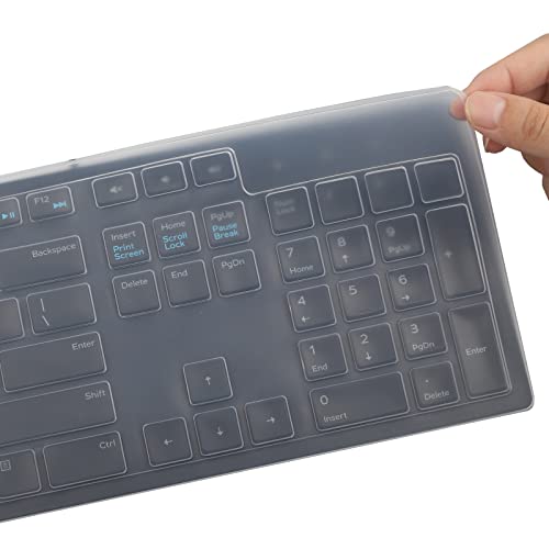 Keyboard Cover Skin for Dell KM636 KB216 KB216t KB216d KB216p Wired & Wireless Keyboard, Dell Optiplex 5250 3050 3240 5460 7450 7050, Dell Inspiron Desktop 24" 27" 5400 5490 7700 7790 3475 3670 3477 - color: Clear