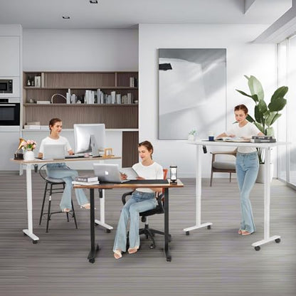 farexon Electric Standing Desk Adjustable Height, 71 x 28 Inch Sit Stand up Desk with Large Mouse Pad, Double Metal Hook,4 Wheels,4 Memory Preset Heights Home Office Computer Desk,Black - color: Black, size: 71 x 28''
