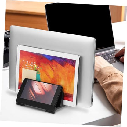 jojofuny Adjustable Laptop Vertical Stand Dual Slots Desk Organizer for Workspace Efficiency Holder for Laptops Tablets and Phones Space-Saving Design