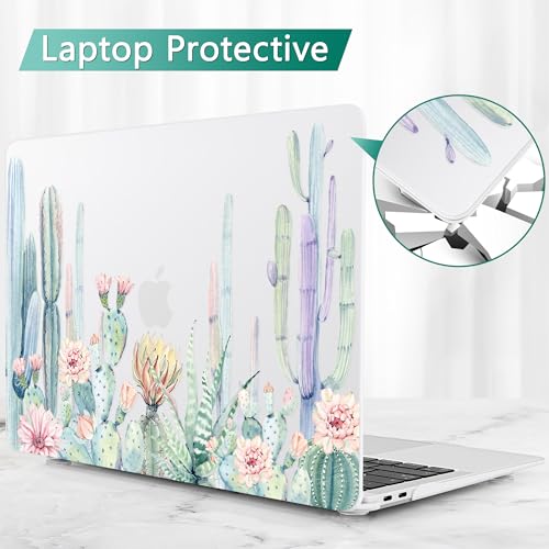 May Chen Compatible with New MacBook Air 13 inch Case 2021, 2020 2019 2018 Release Model: M1 A2337 A2179 A1932, Plastic Matte Hard Shell Case Cover for Mabook Air 13 inch with Retina Dispaly, Cactus - color: Beautiful cactus