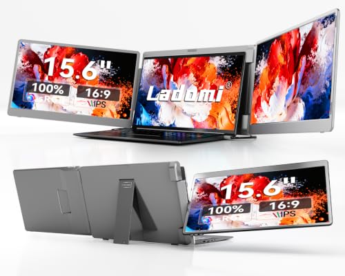 Laptop Screen Extender, 15.6" FHD Laptop Monitor Extender, Triple Portable Monitor for 12"-17.3" Laptops, Plug & Play, 360° Rotation Screen, Compatible with MacOS/Wins/Switch/Surface