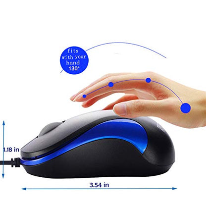 Laptop Mouse, Mini USB Wired Optical Mouse Portable for Children Student Teenager Notebook, MacBook,Desktop - Blue by SOONGO - color: Deepblue