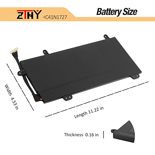 ZTHY C41N1727 Laptop Battery Replacement for Asus Zephyrus M GM501 GM501G | GM501GM GM501GS ROG GU501 GU501G GU501GM GM501G-SEI006T GM501GS-EI015T GU501GM-BI7N8 GM501GM-EI005T GM501GS-EI003T 15.4V 55Wh - size: 11.81*4.13*0.16 inch C41N1727