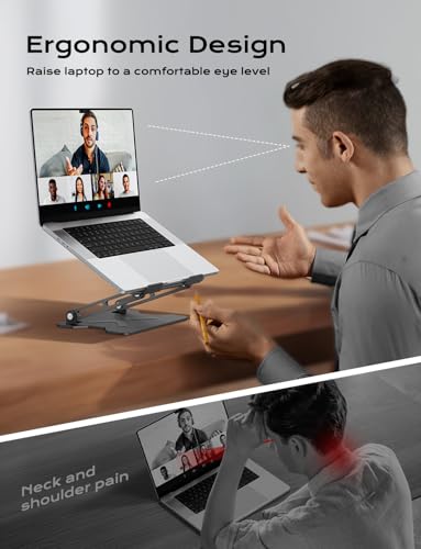 JCZT Adjustable Laptop Stand for Desk, Metal Foldable Laptop Riser, Portable Laptop Holder Mount, Ventilated Cooling Notebook Stand for MacBook Air Pro, All 10-16'' Notebooks Laptops Black - color: Black