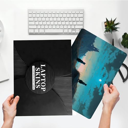 Universal Laptop Skin Sticker with 2 Wrist Pad Skins, Waterproof Scratch Resistant Vinyl Laptop Cover Decal, Cut to Fit for 11–15.6 Inch MacBook HP Dell Lenovo, Cats Watch Stars - color: Cats Watch Stars