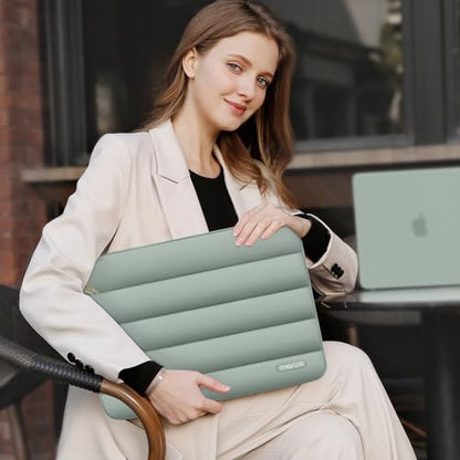 MOSISO Laptop Case 14 inch, 14 inch Puffy Laptop Sleeve Compatible with HP Lenovo Dell ASUS Acer, HP Stream, Dell Latitude, Lenovo IdeaPad, Polyester Horizontal Bag with Small Case, Antique Green - color: Antique Green, size: 14 inch