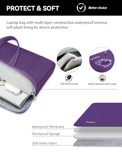 Ferkurn Laptop Case Bag Women Men Computer Sleeve with Shoulder Compatible with HP/Inspiron/Thinkpad/Vivobook/MSI/Surface, 17.3 inch, Violet - color: Violet, size: 17.3 inch