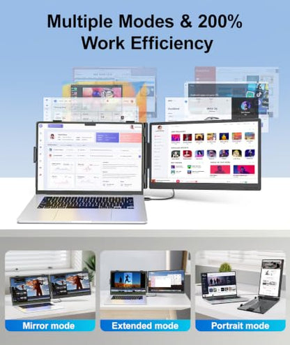 Cevaton 14.2" Laptop Screen Extender, 1.87 lbs Ultra-Thin Portable Monitor for Laptop, 1080P FHD Lightweight Travel Monitor for 14"-17.3" Laptops, Plug & Play, Compatible with Mac/Chrome/Wins/Android - size: 14-inch Screen