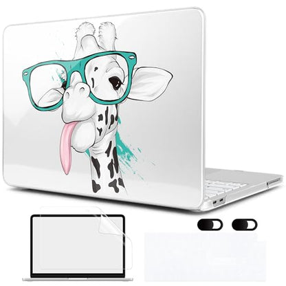 MEEgoodo 4-in-1 Printed Case for MacBook Neo 13 inch 2026 Release Model A3404, Laptop Hard Shell Cases with Keyboard Skin & Screen Protector & Webcam Covers, Funny Giraffe - color: Funny Giraffe