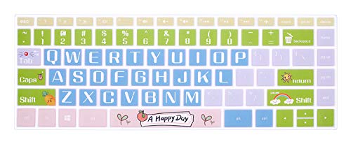 Silicone Keyboard Cover for HP 14" Laptop 2020 2019 2018,Pavilion x360 14M-BA 14M-CD 14M-DH 14-BA 14-BF 14-cm 14-CF 14-DF 14-DK 14-DS 14-DQ Series 14 Inch Protective Skin,Happy Day - color: Happy Day