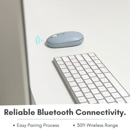 Macally Wireless Bluetooth Mouse - Quiet, Comfortable, Rechargeable for MacBook Air/Pro, Mac, iMac, Apple iPad - Wireless Mouse for Laptop, Windows PC Desktop - color: Blue