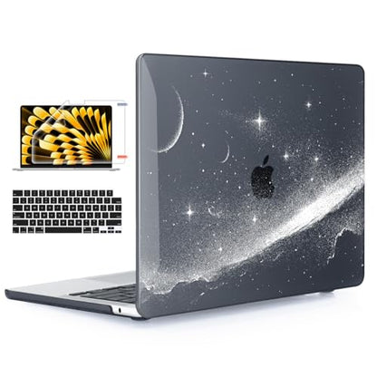 for MacBook Air 15 inch Case 2026-2023 Release M5 A3448 M4 A3241 M3 A3114 M2 A2941 Liquid Retina Display, Hard Shell Case with Keyboard Cover+Screen Film+Trackpad Film, Starry Sky - color: Starry Sky