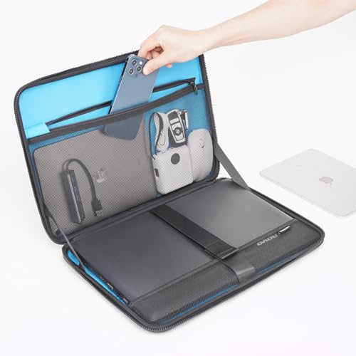DOMISO 15.6 inch Laptop Sleeve Shoulder Bag Shockproof Computer Bag Waterproof EVA Protective Carrying Case for 16" MacBook Pro/Max M2 M1 2019-2023,15"-16" Asus HP Dell Laptop,Dell XPS 15,Black