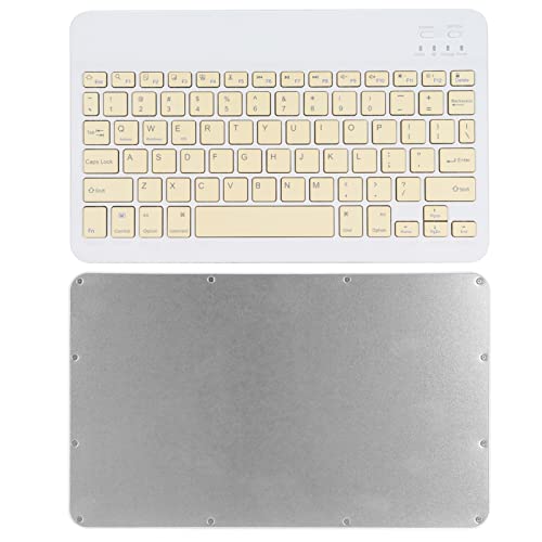Wireless Keyboard, UltraSlim Silent Scissor Switch Portable 10inch Widened Keys for Travel Business Yellow ABS Aluminum Alloy