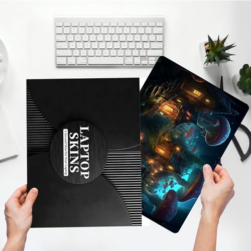 Universal Laptop Skin Sticker with 2 Wrist Pad Skins, Waterproof Scratch Resistant Vinyl Laptop Cover Decal, Cut to Fit for 11–15.6 Inch MacBook HP Dell Lenovo, Giant Mushroom House - color: Giant Mushroom House