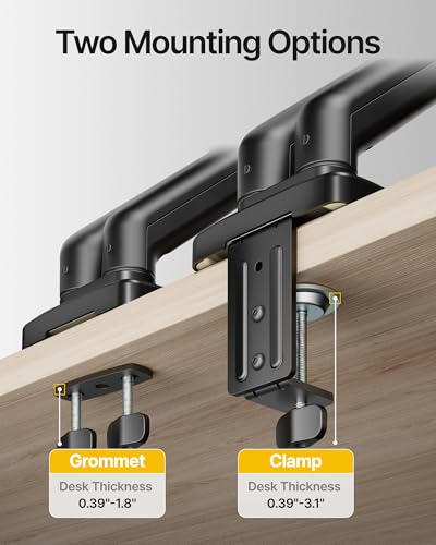 monTEK Dual Arm 2-in-1 Desk Mount, Laptop & Monitor, Fits 12–18" Laptops | Dual Arm Desk Mount with Ventilated Laptop Tray, Works for Laptop + Monitor,Full Motion Arm with Clamp/Grommet, 75/100 VESA - style: Dual Arm