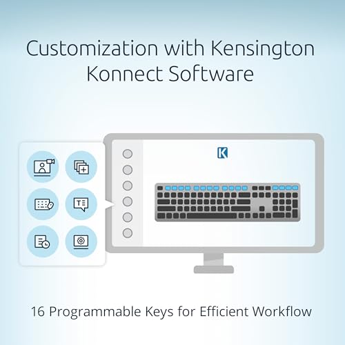 Kensington KB535 Wireless Keyboard, Bluetooth & 2.4GHz Connection, Full-Size Layout, Quiet Scissor-Switch Keys, Programmable, Copilot Hotkey, Compatible with Windows, Black (K75408NA) - size: Full size, style: Wireless