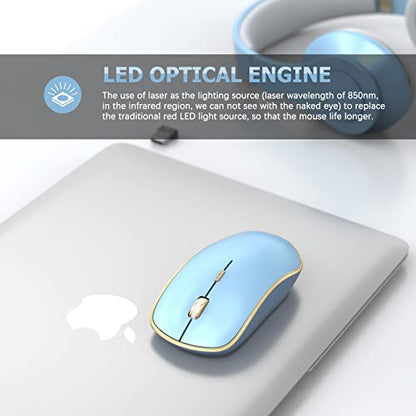 JOYACCESS Wireless Mouse for Laptop | 5 DPI Levels, Silent for Notebook, MacBook, Chromebook, PC - Blue - color: Blue
