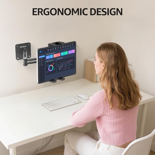 Tablet Wall Mount Holder for iPad, 4.7-15.6" | 360° Rotation Adjustable, Aluminum Extendable Arm, iPad mini/Air/Pro/Galaxy Tab/Kindle, Kitchen Home Office - size: 2 Arm Pro-Up to 15.6"