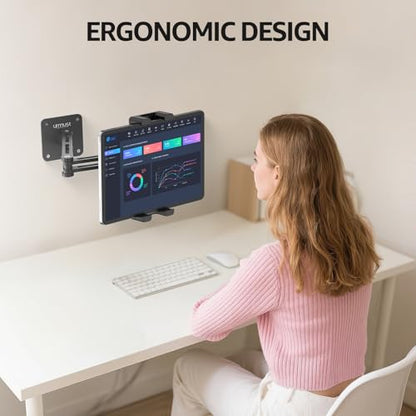 Tablet Wall Mount Holder for iPad, 4.7-15.6" | 360° Rotation Adjustable, Aluminum Extendable Arm, iPad mini/Air/Pro/Galaxy Tab/Kindle, Kitchen Home Office - size: 2 Arm Pro-Up to 15.6"