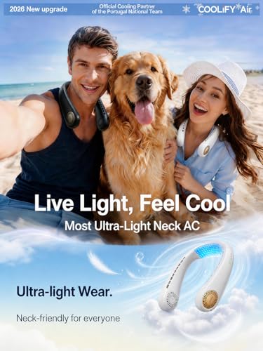 TORRAS COOLiFY Air 2026 Upgraded Neck Fan Air Conditioner, Dual-Airflow Pro Cooling, Ultra Light Portable Fan Rechargeable, Personal Cooling Fan Travel Essentials, Gift for Dad Husband Father, Black - color: Deep Black