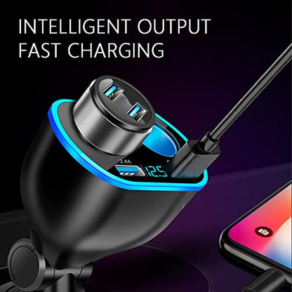 2026 New Upgrade 4 Port Cigarette Lighter Splitter,2.4A&QC3.0 Super Fast Car Charger with Dual Cigarette Lighter Plug with LED Voltmeter Compatible with Mobile Cell Phone Dash Cam GPS (QC+2.4A) - color: QC+2.4A