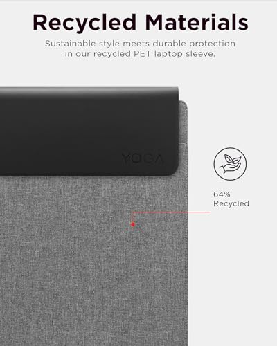 Lenovo Slim Laptop Sleeve 16 Inch Notebook/Tablet - Compatible with MacBook Air/Pro - Eco-Friendly Lightweight Case with Accessory Pocket & Magnetic Closure - Grey - color: Grey, size: 16-inch