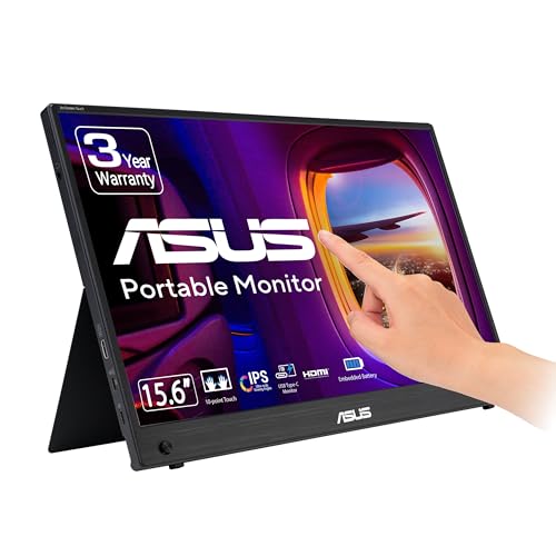ASUS ZenScreen MB16AMTR 15.6 Inch 1080p Touchscreen USB-C Portable Monitor | Built-in Battery, Kickstand, Eye Care, Tripod Socket, IPS, For Laptop, Phone, Console, Travel Display for MacBook and PC - style: 16" Touch Battery