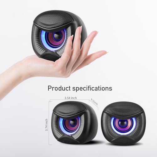 Elimavi USB Computer Speakers, 3.5mm Aux Speaker and USB Powered Interface are Suitable for Desktop Laptop Monitor, Owl Eye Design, Includes a USB-C Adapter, Blue Lights - style: Blue light