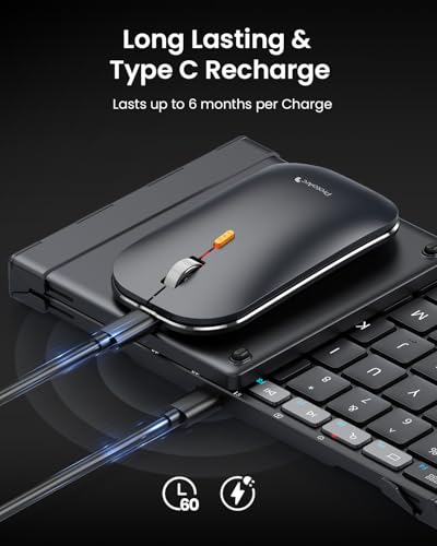 ProtoArc XKM01 CaseUp Foldable Bluetooth Keyboard Mouse Combo | Portable with Laptop Stand, Mobile Work Solution for On-the-Go, Compatible with Laptop PC Macbook, Windows Mac OS