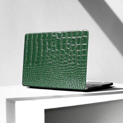 Crocodile Case for MacBook Air 13 inch 2026 M5, 2022-2025 M4/M3/M2 | Model A3449 A3240 A3113 A2681, Texture Crocodile Aligator Skin Snakeskin PU Leather Hardshell & Keyboard Cover, Emerald Green - color: # Shiny Green Crocodile