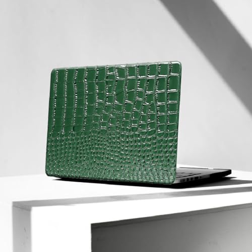 Compatible for MacBook Air 15 Inch Case 2026 M5, 2023-2025 M4/M3/M2 A3448 A3241 A3114 A2941, Elegant Luxury Crocodile Aligator Skin Snakeskin PU Leather Hardshell & Keyboard Cover, Emerald Green - color: # Shiny Green Crocodile