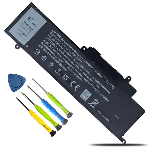 43Wh GK5KY Laptop Battery Replacement for Dell Inspiron 11 3000 3147 3148 3153 3152 3157 3158 15 7000 7558 7568 13 7353 7359 7347 7348 7352 4K8YH 92NCT RHN1C 0WF28 P20T P20T001 P55F P55F001 - size: 10.48*3.35*0.28inch GK5KY