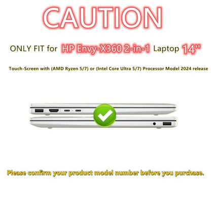 Heavy Duty Case for 14" HP Envy X360 2-in-1 2K Touch-Screen Laptop 2024 Release Shockproof Hard Shell Matte Translucent Anti-Fingerprint Protective Cover with TPU-Covered Edge (Pink) - color: Pink
