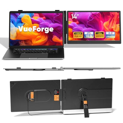 Laptop Screen Extender, 14" FHD 1080P Dual Screen Monitor for Laptop Ultra-Light Portable Monitor with USB-C/HDMI, Plug & Play for Windows/Mac/Chrome/Android - size: 14.1"