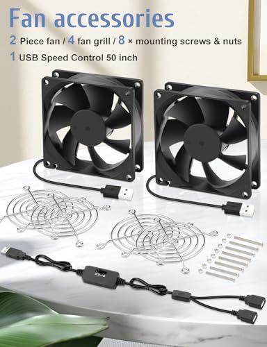 Wathai 80mm x 80mm x 25mm USB Fan 5V for Computer Laptop Router DVR Xbox Cooling 2 Packs - size: 80x25mm (5V)