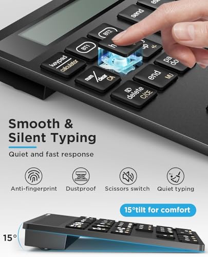 Bluetooth Number Pad, Wireless Numeric Keypad Calculator with Display, USB-C Rechargeable External 34-Keys Numpad, Financial Data Entry Keyboard for iMac, MacBook Air/Pro, PC Desktop, Laptop Notebook - color: C-Black Calculator