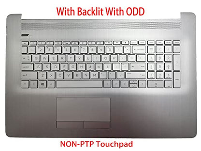 Replacement Laptop Upper Case Palmrest Backlit ODD Keyboard Touchpad Assembly Part for HP HP 17 by 17 CA L92787-001 Silver