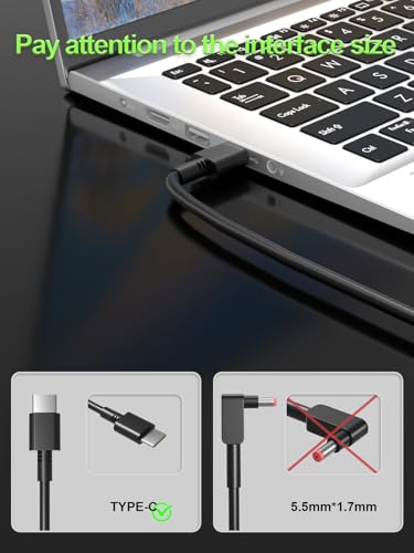 65W USB-C Charger Compatible with Lenovo Thinkpad, Yoga, Ideapad, Chromebook, ThinkBook Series Laptop Replacement Adapter