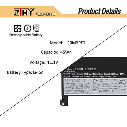 L19C3PF1 L19M3PF1 Laptop Battery for Lenovo ThinkBook 14-IIL 14-IML 15-IIL | 15-IML, ThinkBook 14 15 2020 G1 Gen 1 Series L19C3PF9 L19D3PF1 L19D3PF2 L19L3PF1 L19L3PF8 L19M3PF2 11.4V 45Wh - size: 12.2*3.5*0.24 inch L20M3PF0