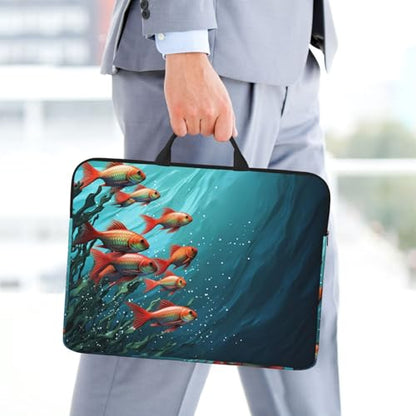 14 inch Laptop Sleeve with Handle Shockproof Laptop Bag Waterproof Computer Cover Bag Fish Aquarium Briefcase