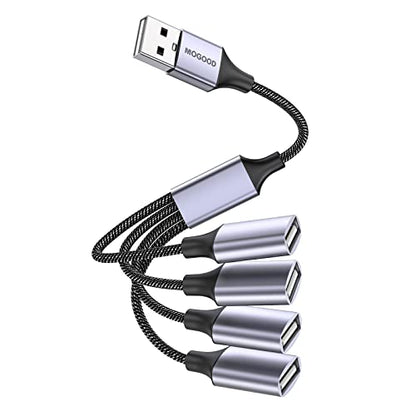 USB Splitter, 4-Port USB 2.0 Electronic Adapter, Multi-Socket USB Hub for Data Transfer and Power Charging, Compatible with Keyboard, Desktop, Television, Laptop, Printer, Car, U Disk, and TV | Multi-Socket USB Hub High-Speed Data Transfer Compatible with