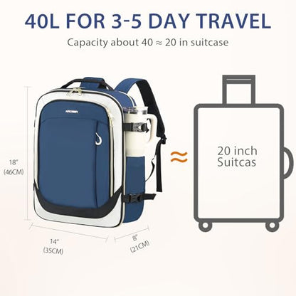 KROSER Laptop Backpack Computer Backpack 17 Inch Men-Beige/Haze Blue/Black | 40L Large Laptop Water-Repellent Travel Backpack Casual Daypack for Business/College/Women - color: Beige/Haze Blue/Black