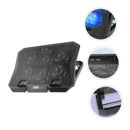 Laptop Cooling Pad 15.6 Inch with 6 Fans, Quiet USB Powered Laptop Cooler Stand for Gaming and Office Use, Adjustable Speed Blue LED Fan Cooling Base