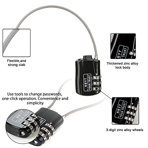 Wire Combination Lock Padlock, Wire Diameter 3/24", 16" Circumference, Suitable for Travel Luggage, Backpack, Cycling Helmet, Small Cabinet, Gym Cabinet, Suitcase - size: 16IN (Span 7in)