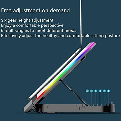 TOEWOE Laptop Cooling Pad, RGB Lights Laptop Cooler 6 Fans for Up to 17.3 Inch Laptops, Notebook Cooler, 7 Modes Light, 6 Height Stands, 2 USB Ports, Black