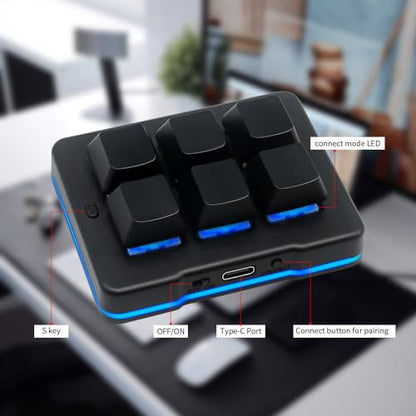 6 Key Mini Keypad Wireless USB Mechanical Gaming Macro Keyboard Customized Programmable OSU Keypad with RGB Led for PC Gaming OSU Office Work HID