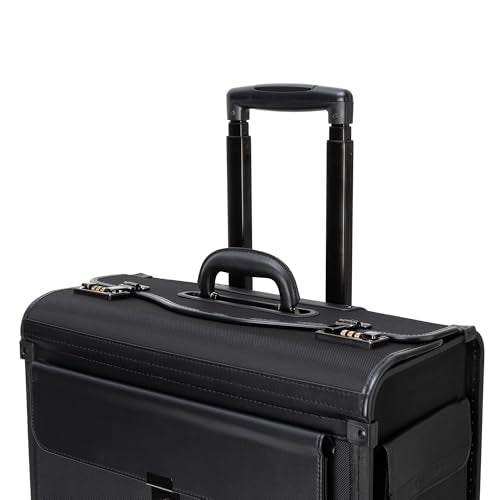 Alpine Swiss Wheeled Briefcase | Rolling Briefcase Locking Telescopic Handle 4 Replaceable Wheels | Pilot Lawyer Litigator Attache Case | 17” Laptop Compartment | Dual Combo Locks | Organizer Pockets
